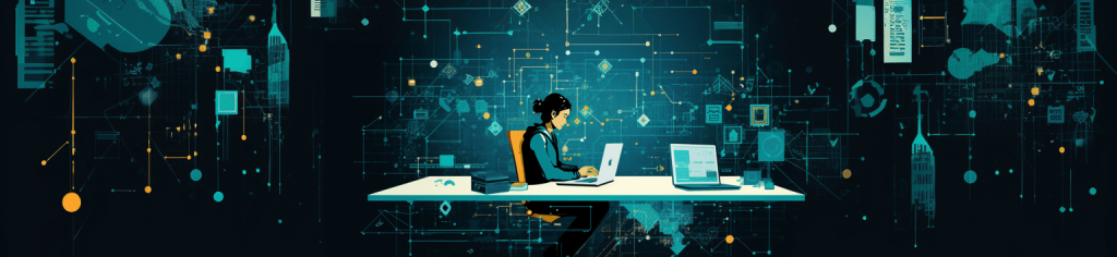 illustration of a woman sitting at a desk working