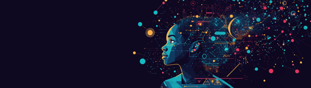 illustration of girl using ai for education